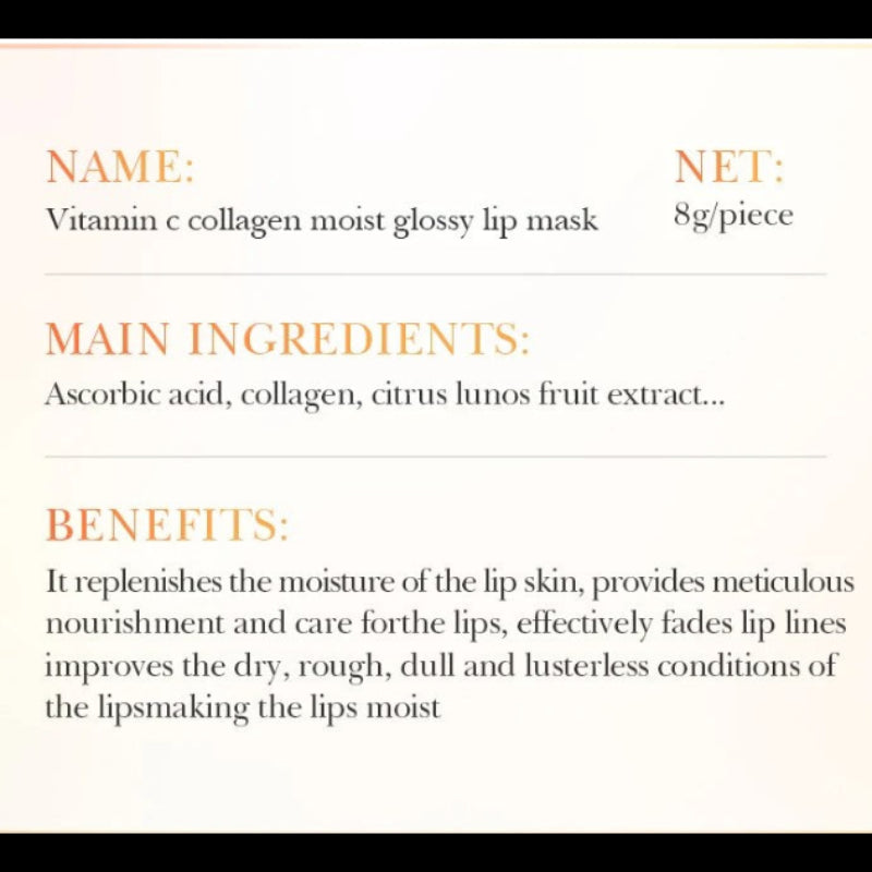 BIOAQUA Vitamin C Collagen Moist Glossy Lip Mask 8g | Hydrating Lip Care