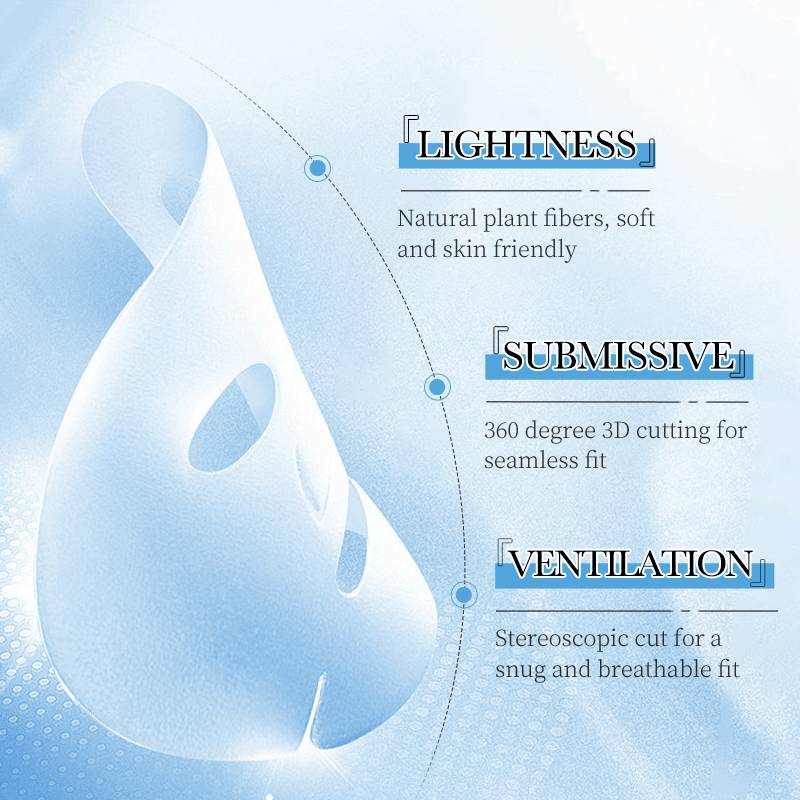 Product features with text on lightness, submission, and ventilation on a blue background