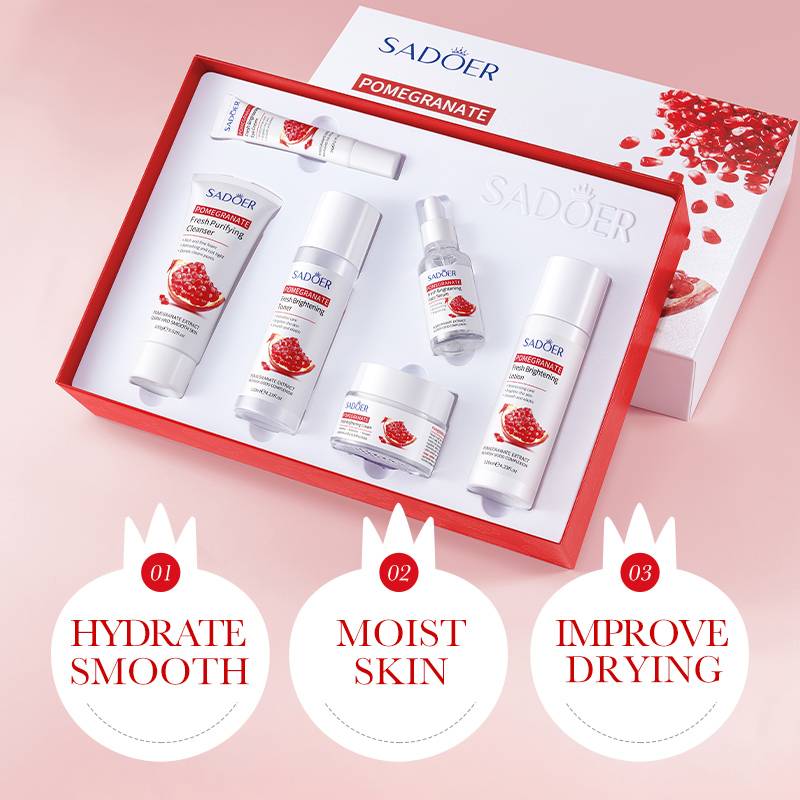 Sadoer 6 In 1 Gift Box Pomegranate Fresh Brightening Vitality Bright Skin Six Piece Set
