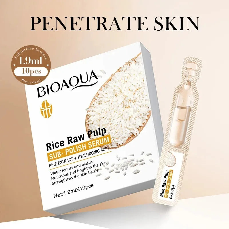 Biaoqua Rice & Hyaluronic Acid Serum - Brightening Essence 1.9ml x 10 ...