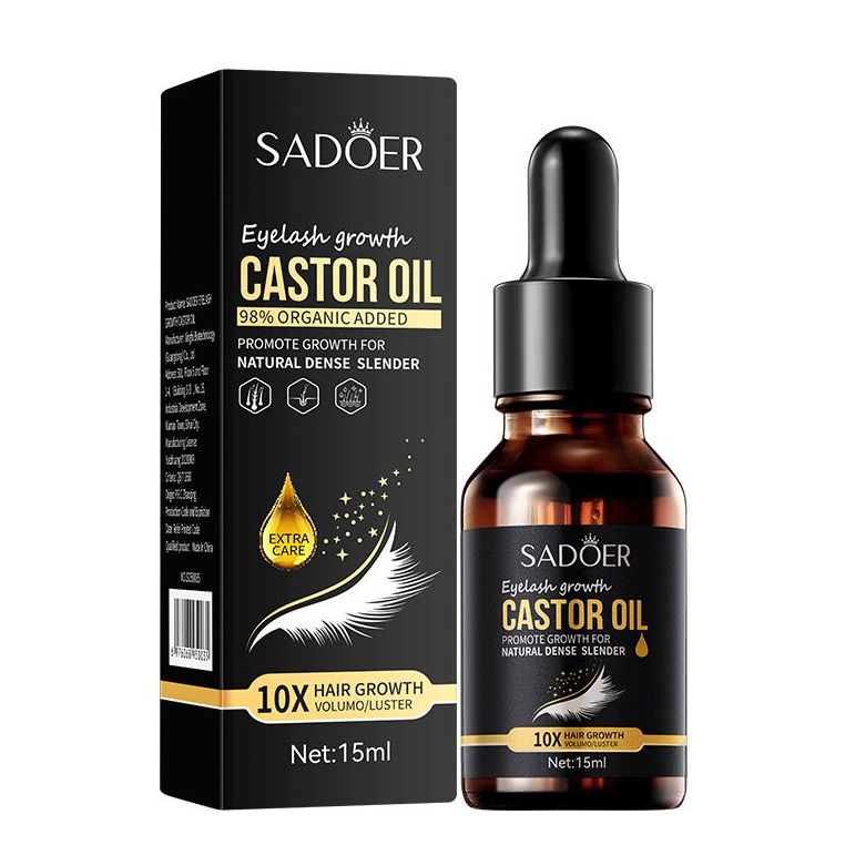 Sadoer Castor Oil Eyebrow Growth Liquid Thicker Eyelashes and Eyebrows Enhance Serum 15ml