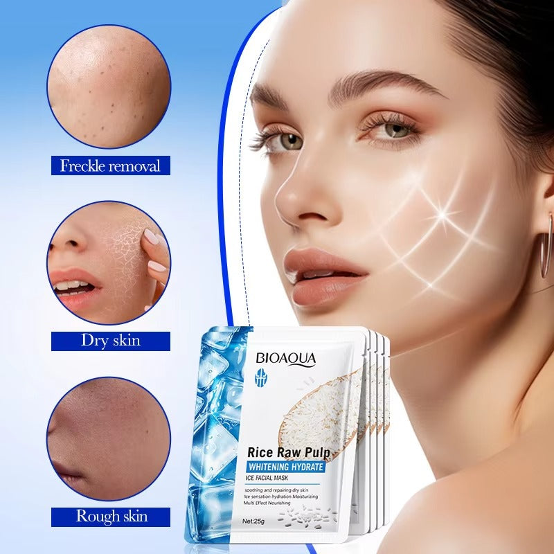 BIOAQUA Rice Raw Pulp Whitening Hydrate Ice Facial Sheet Mask 25g ...
