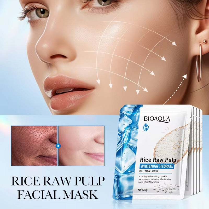 BIOAQUA Rice Raw Pulp Whitening Hydrate Ice Facial Sheet Mask 25g ...