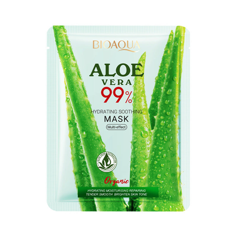Biodaqua Aloe Vera 99% hydrating soothing mask packaging on a white background