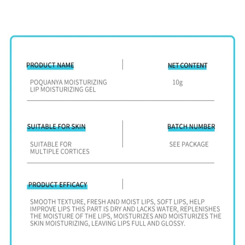 Lip balm packaging with product information on a blue background