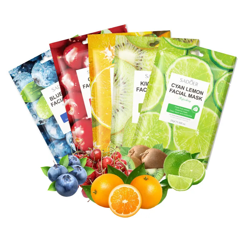 SADOER Pack of 4 Fruit Brightening Face Sheet Mask