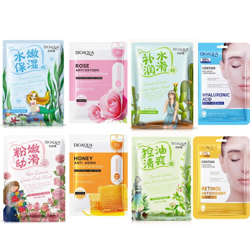 BIOAQUA 8-Piece Plant Extract & Anti-Aging Facial Mask Set