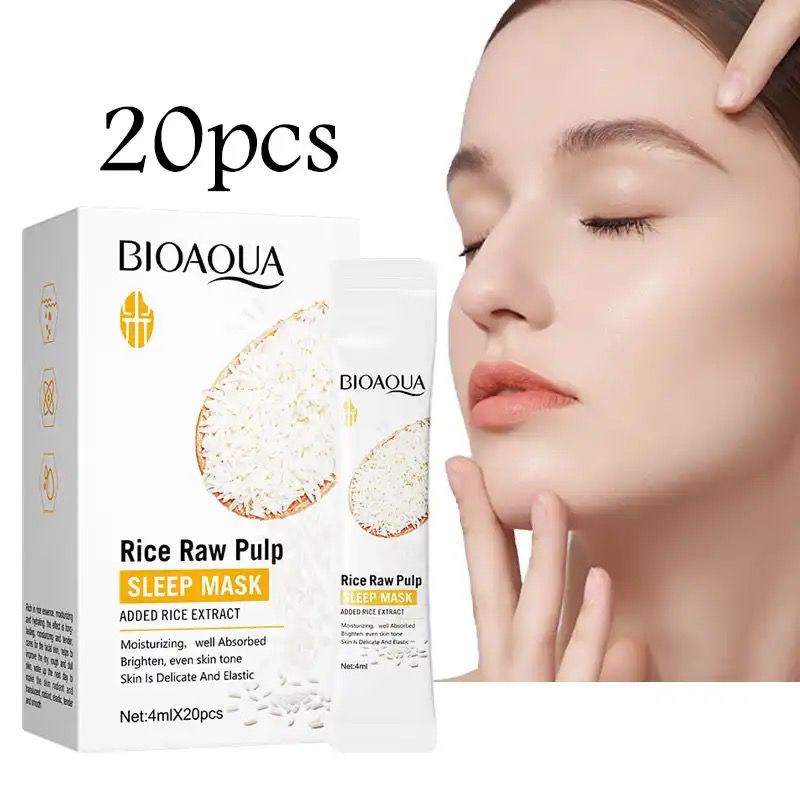Bioaqua Rice Raw Pulp Moisturizing Brightening Sleeping Mask (4ml X 20pcs)