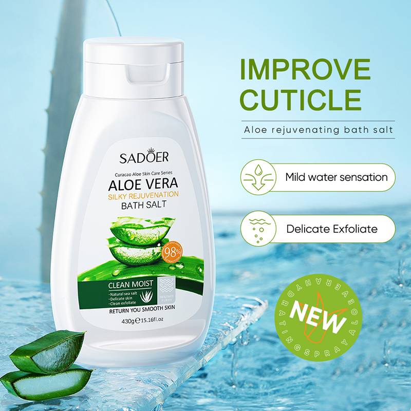 SADOER Aloe Vera Silky Rejuvenation Bath Salt 430g | Exfoliating Body Scrub 