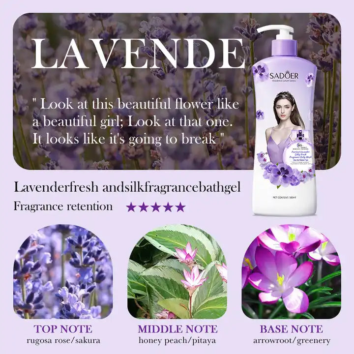 Sadoer Fragrance Luxury Series Lavender Silky Fresh Body Wash 500mml