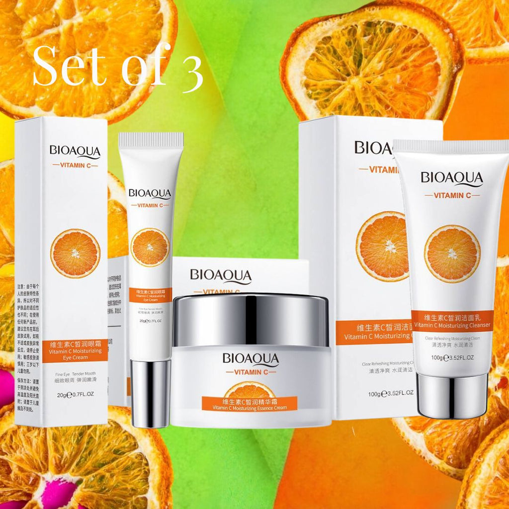 Bioaqua Pack of 3 Vitamin C Moisturizing and Hydrating Skin Care Series