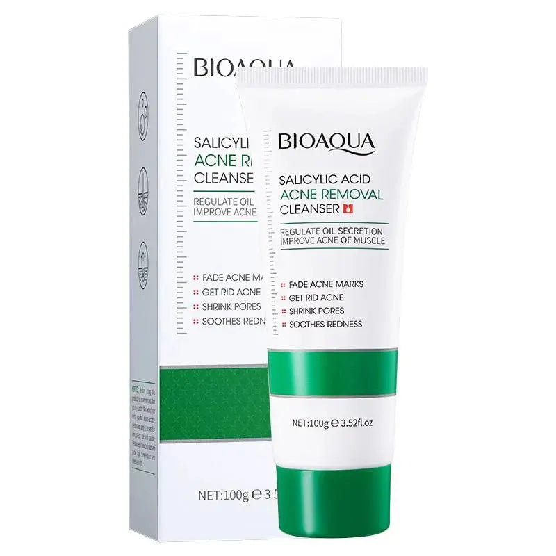 Bioaqua Salicylic Acid Acne Removal Cleanser with packaging on a white background