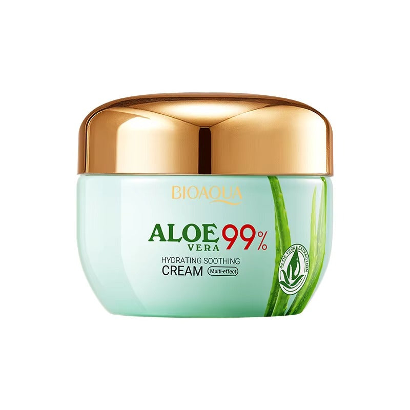 BIOAQUA Aloe Vera 99% cream jar with gold lid on a white background