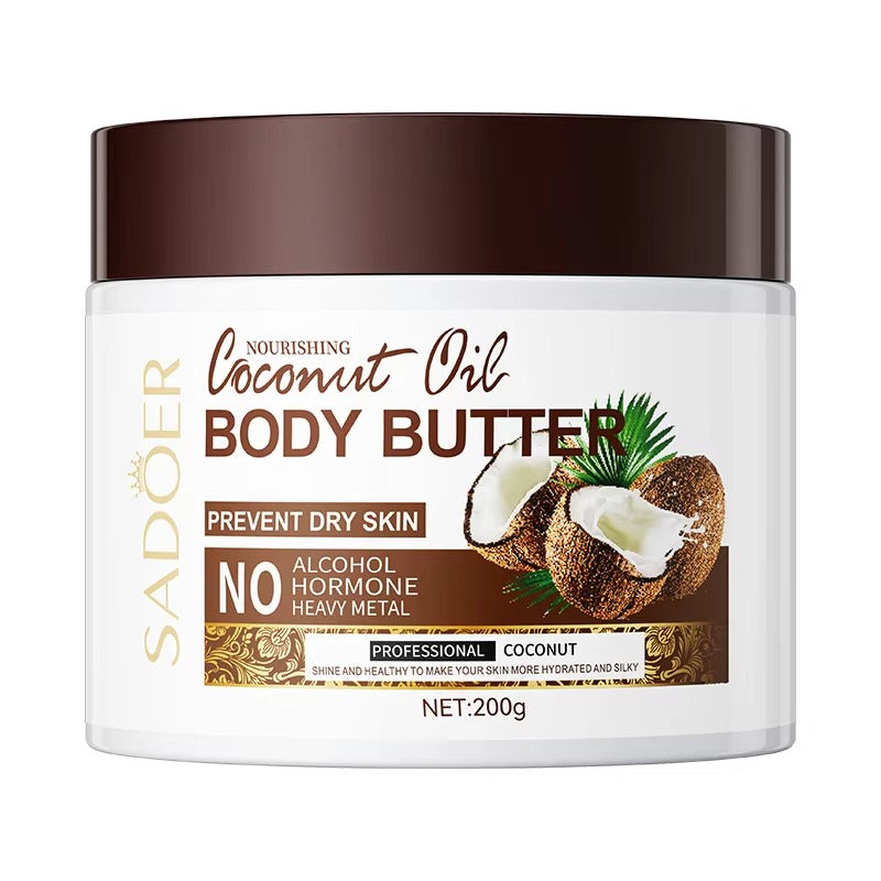 Jar of Sadoer Coconut Oil Body Butter on a white background