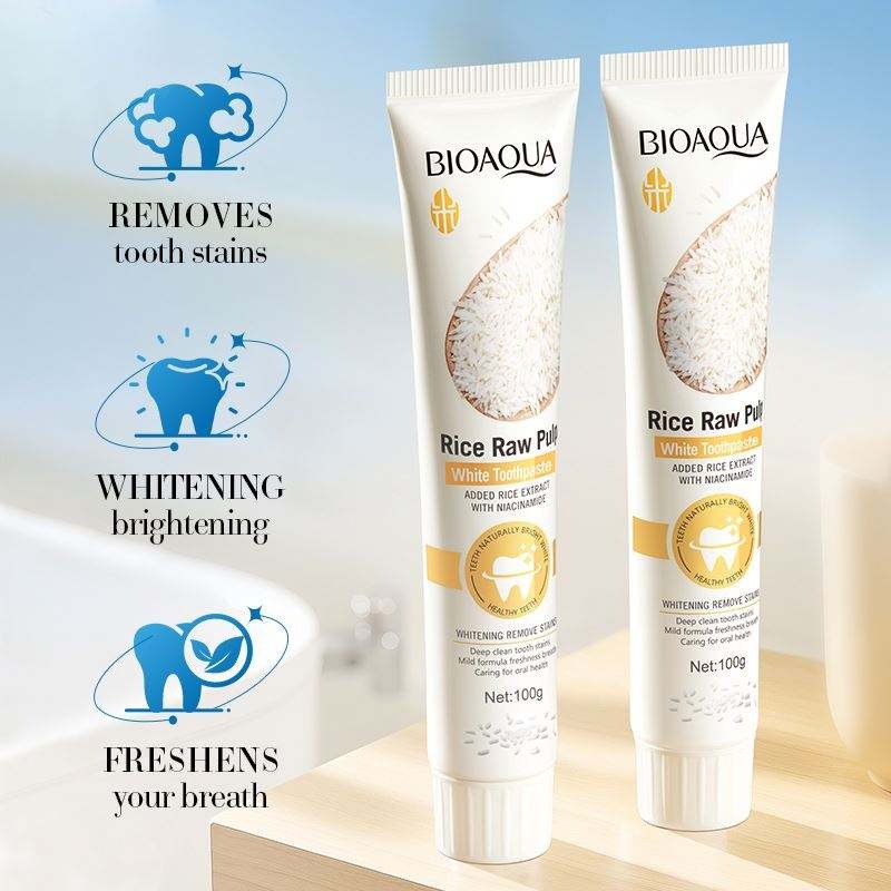 BIOAQUA Rice Whitening Toothpaste – Natural Stain Removal & Fresh ...