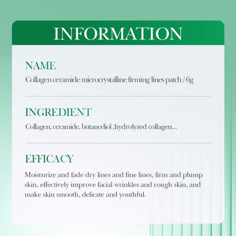 Collagen face mask packaging with green and white design on a light green background