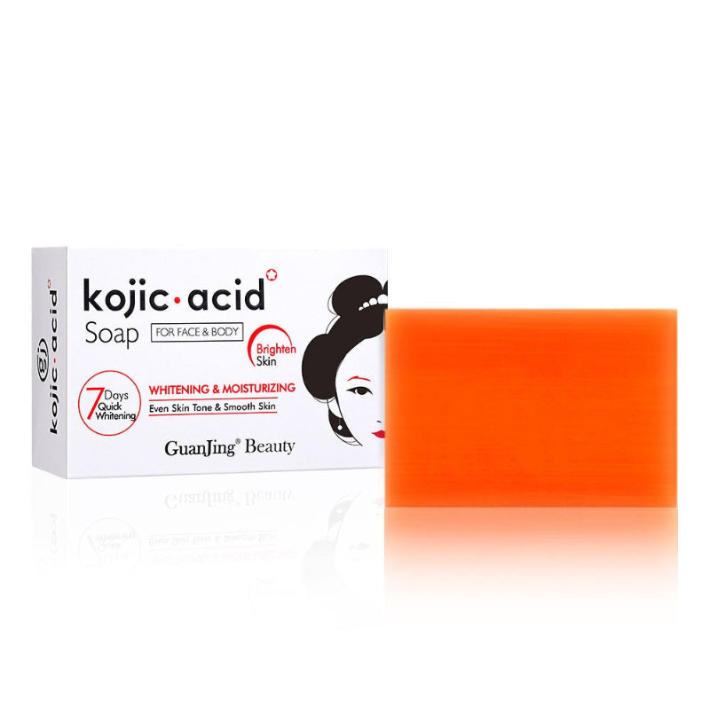 Kojic acid soap with packaging on a white background