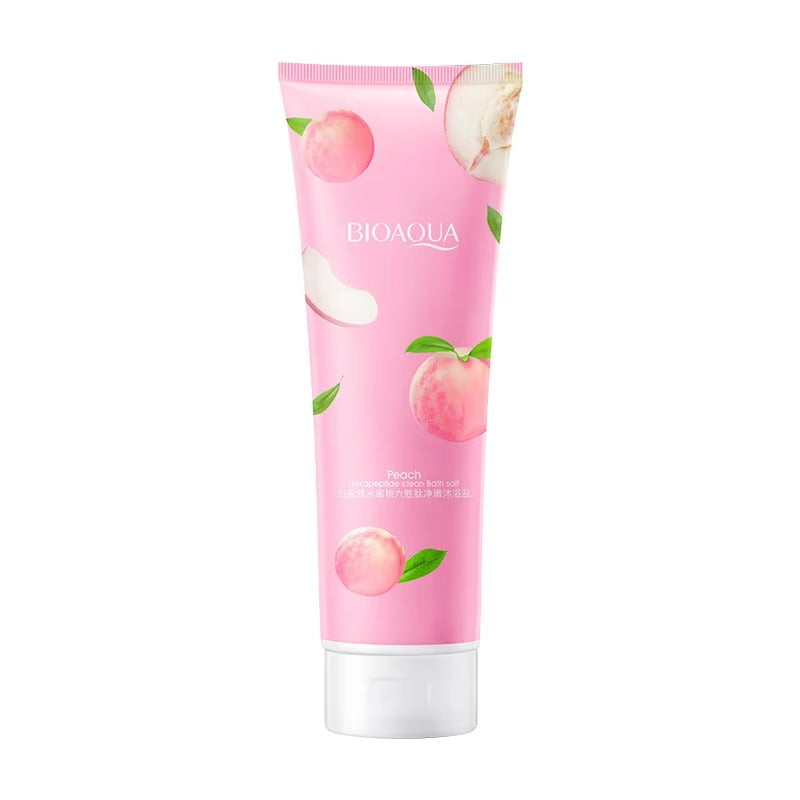 Bioaqua peach flavor product on a white background