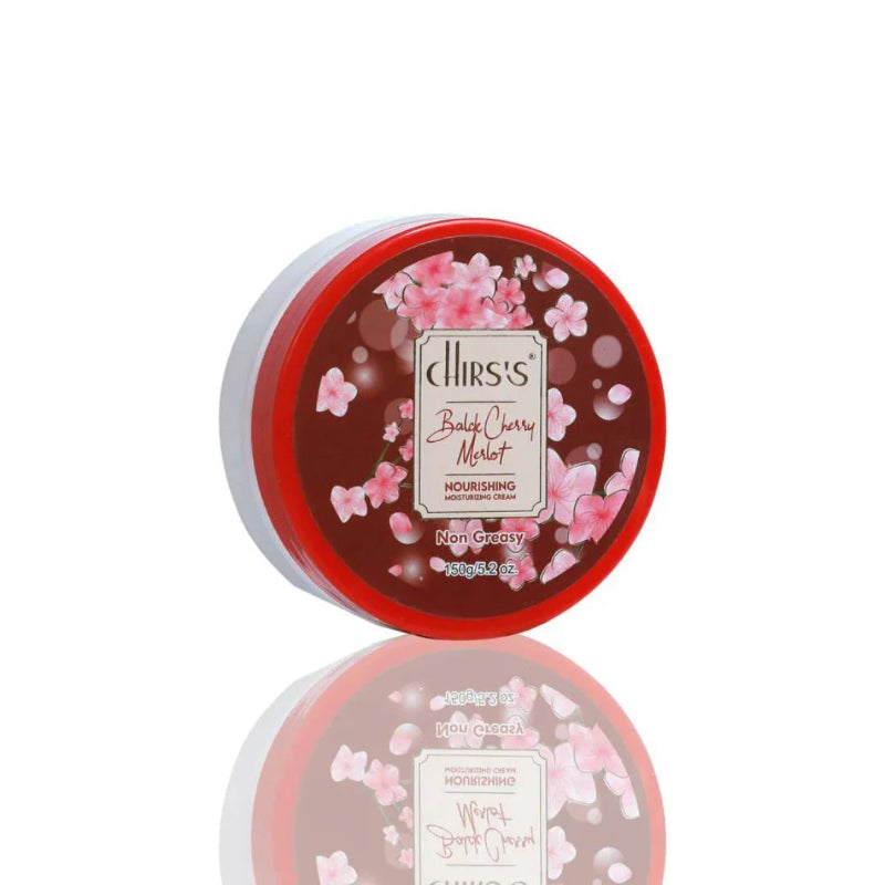 Cosmetic container with cherry blossom design on a white background