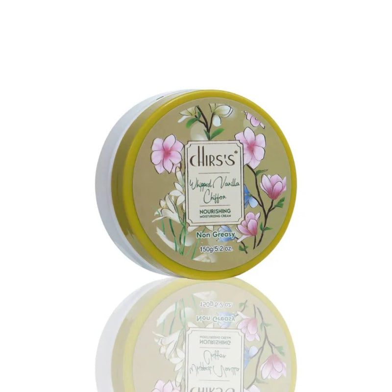 Cosmetic container with floral design and 'clairs' branding on a white background