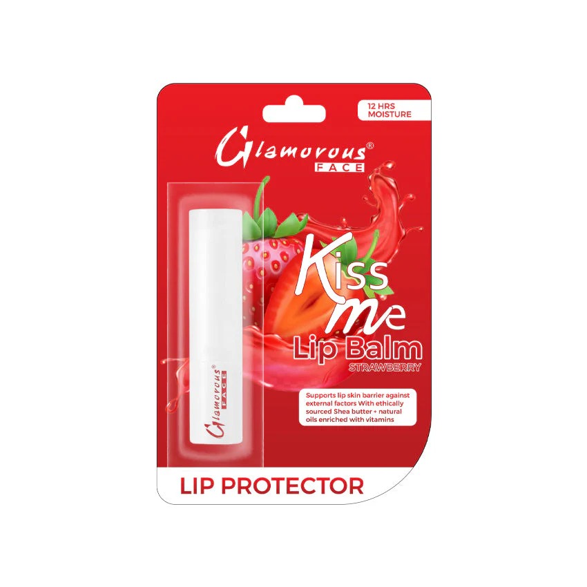 Glamorous Face Kiss me Lip Balm packaging on a white background