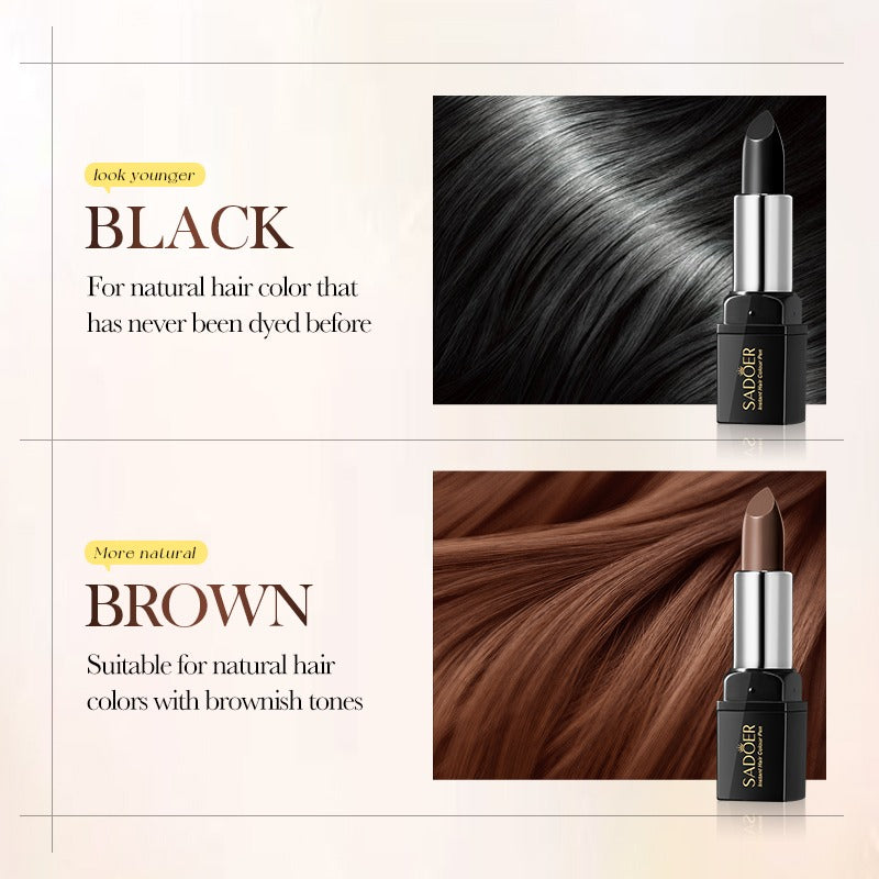 Two hair color products with text indicating black and brown shades.