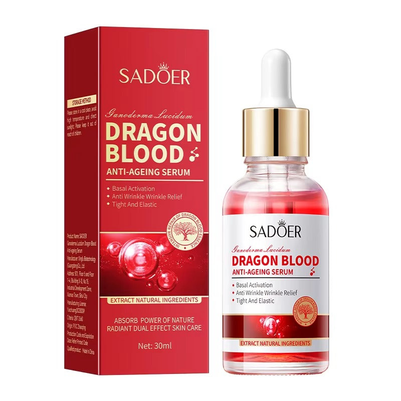 Sadoer Dragon Blood Anti-Ageing Serum with packaging on a white background