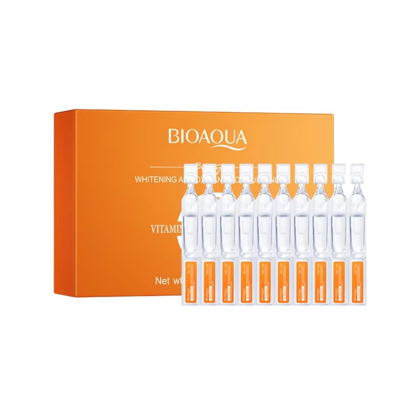BIOAQUA skincare product set with bottles and packaging on a white background