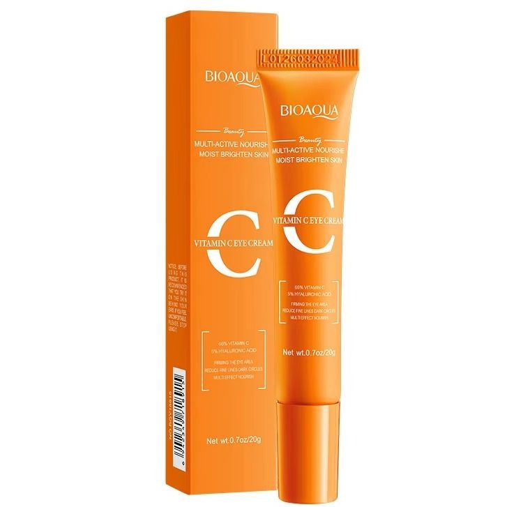 Bioaqua Vitamin C eye cream with packaging on a white background
