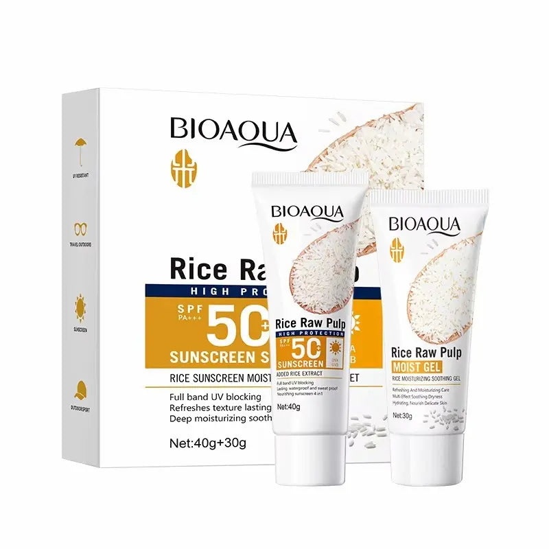 BIOAQUA Rice Sunscreen Set SPF50+ PA+++ 2-Piece | Sunscreen 40g ...