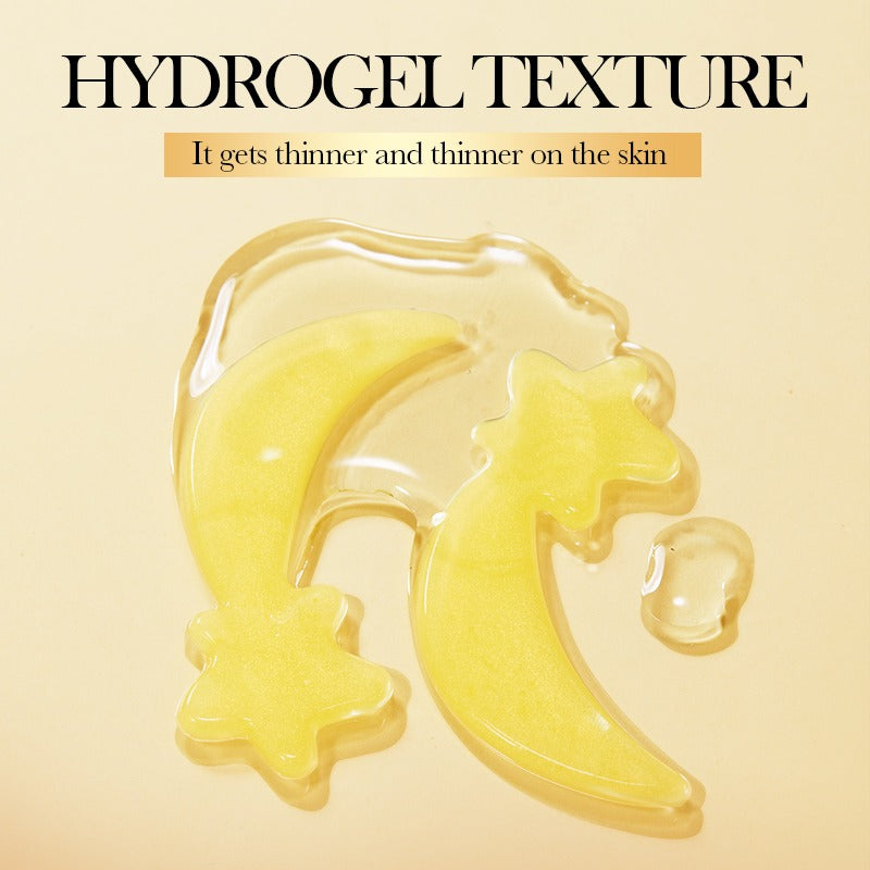 Hydrogel texture product with star and crescent moon shapes on a beige background