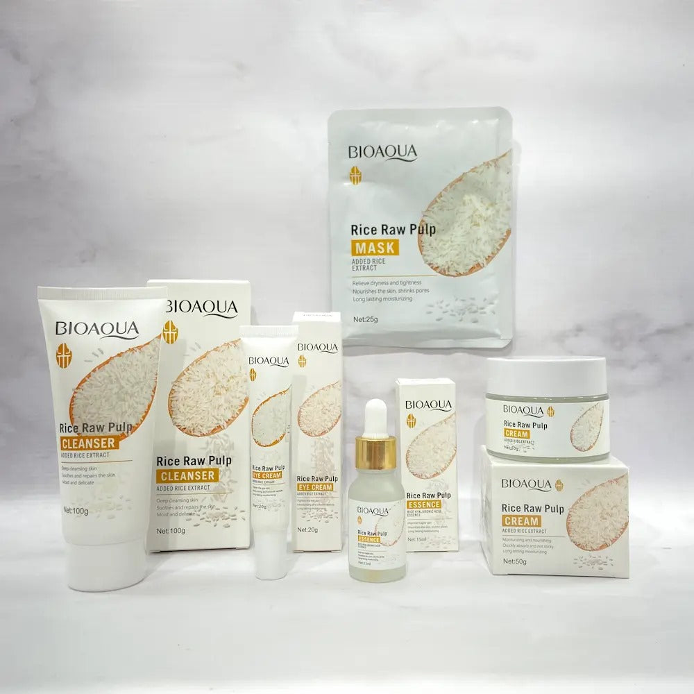Bioaqua Pack of 5 Rice Raw Pulp Whitening Skincare Products Set