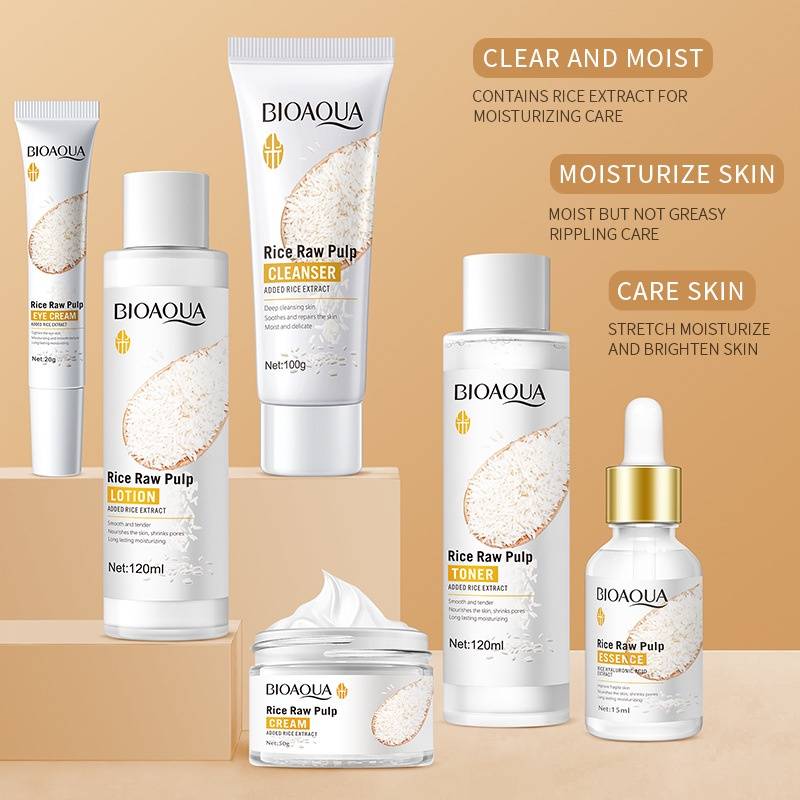 BIOAQUA All-in-One Rice Skincare Set - Complete Brightening & Hydrating ...