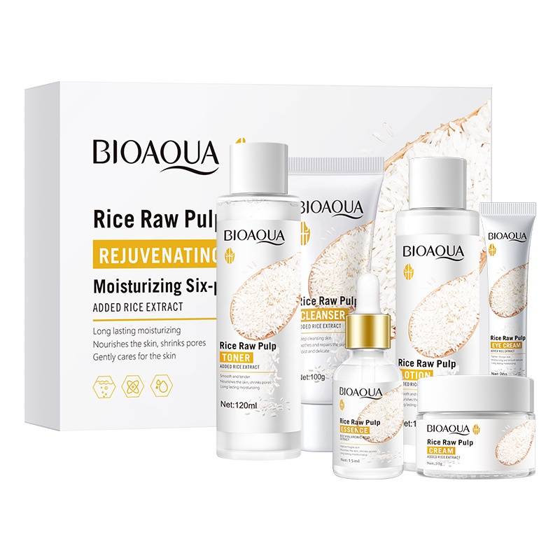 Bioaqua 6 In 1 Rice Raw Pulp Moisturizing Skin Rejuvenation Suit Skin Care Set