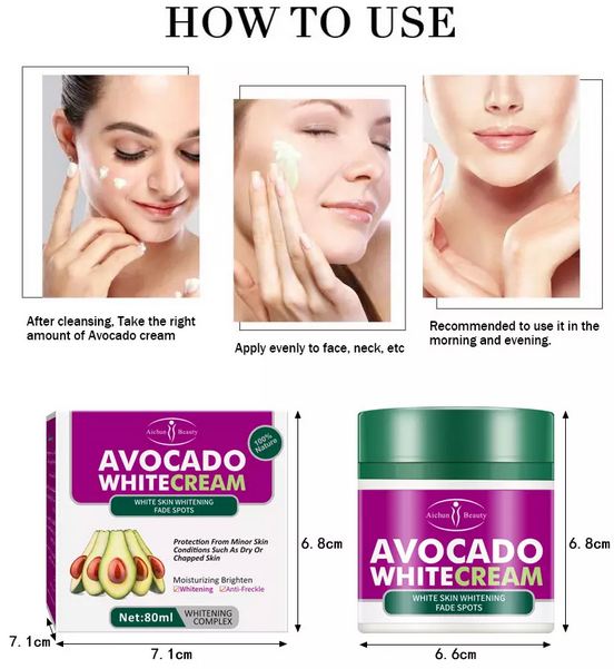 Aichun Beauty Avocado White SKin Whitening Fade Spots Cream AC3050 80ml