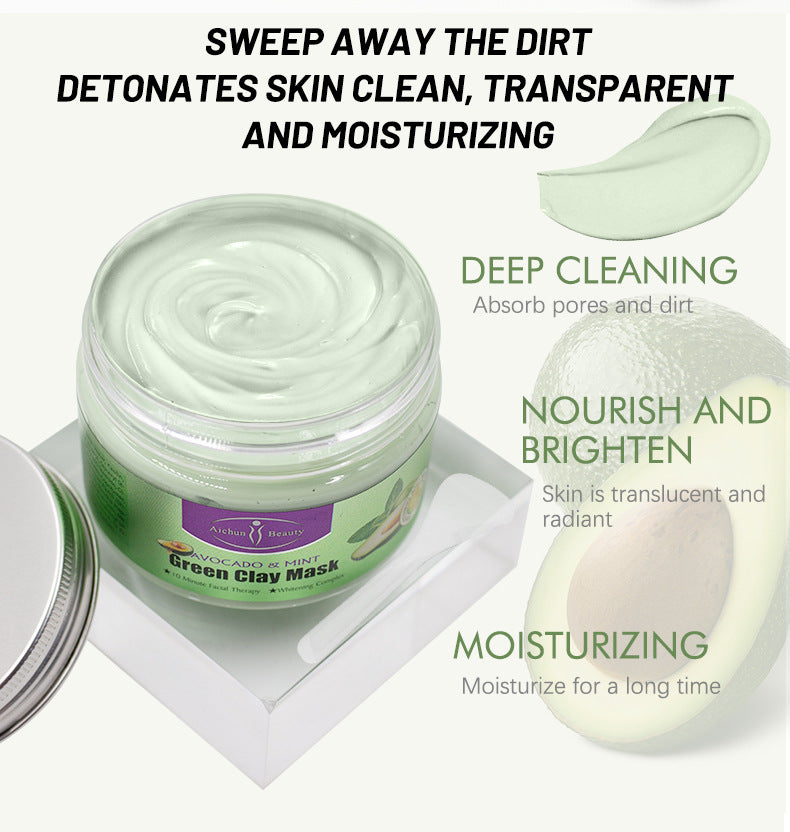Aichun Beauty Anti-Acne Deep Cleansing Avocado and Mint Green Clay Mask