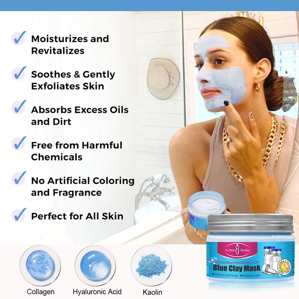 Aichun Beauty Collagen and Hyaluronic Acid Blue Clay Mask