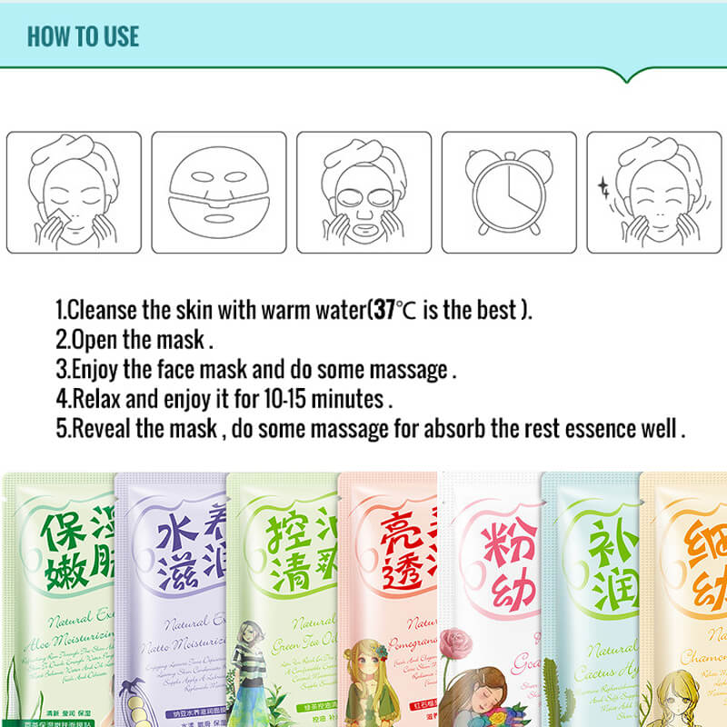 BIOAQUA Green Tea Extract Plant Essence Facial Sheet Mask