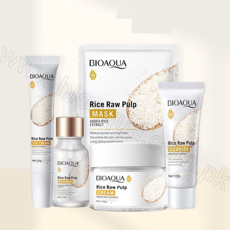 BIOAQUA Rice Raw Pulp 6-Piece Whitening Skincare Set - Complete ...
