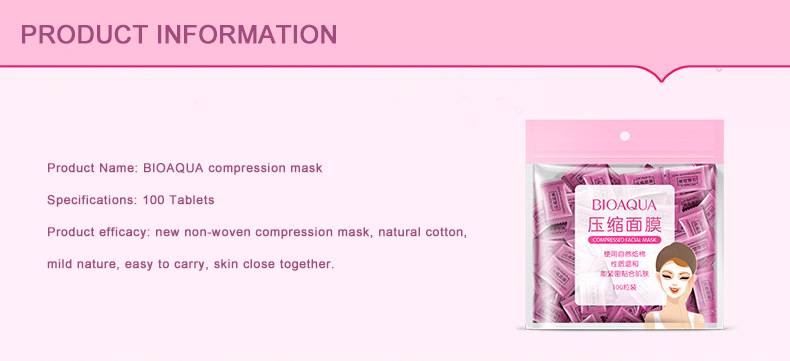 BIOAQUA Compressed Facial Tablet Face Sheet Mask 25/50/100Pcs
