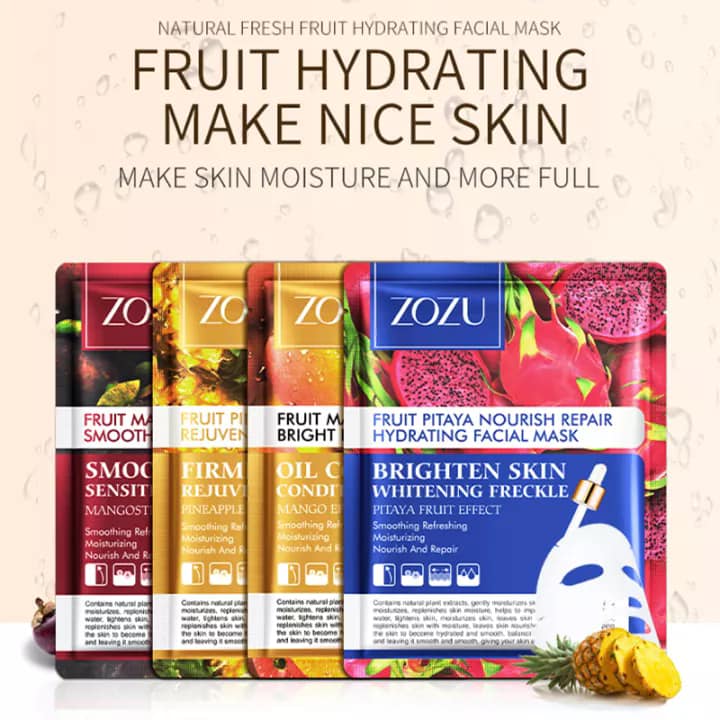 Zozu Pack of 4 Fruit Moisturizing Face Sheet Mask